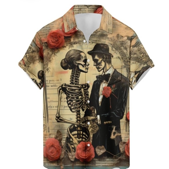 Hawaiian Funky RARE Bowling Shirt LOVE Hearts BOLD Theme Shirt Sz XL Button Down - Picture 7 of 7